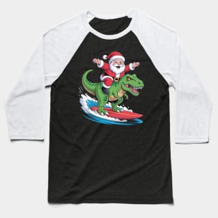 Santa Dinosaur Surfing T-Rex Dino Summer Christmas In July Baseball T-Shirt